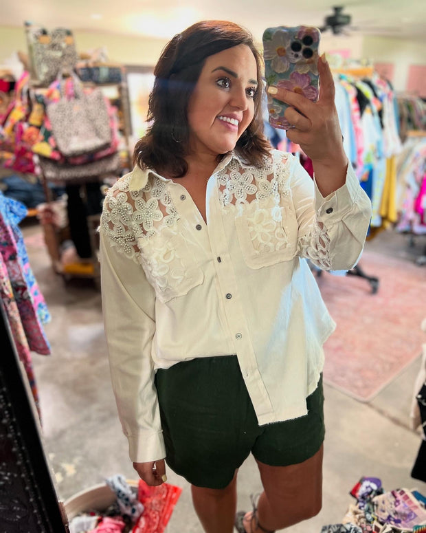 Garden Pearl Linen Button Up