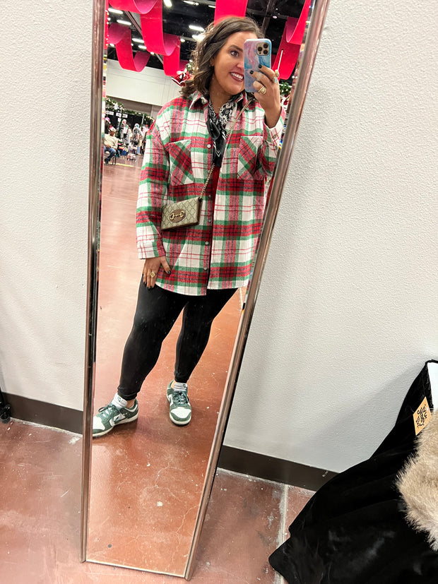 Red and Green Plaid Shacket