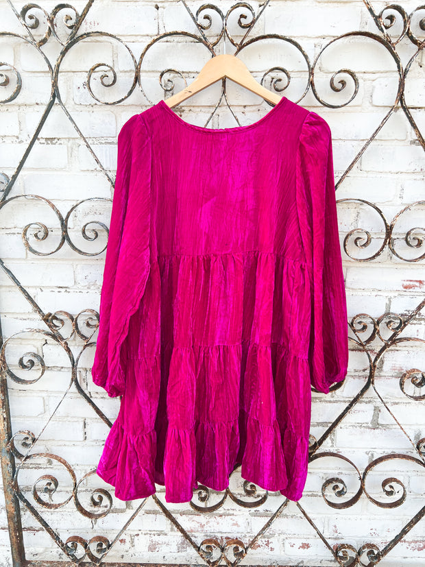 Velvet Magenta Pink Dress