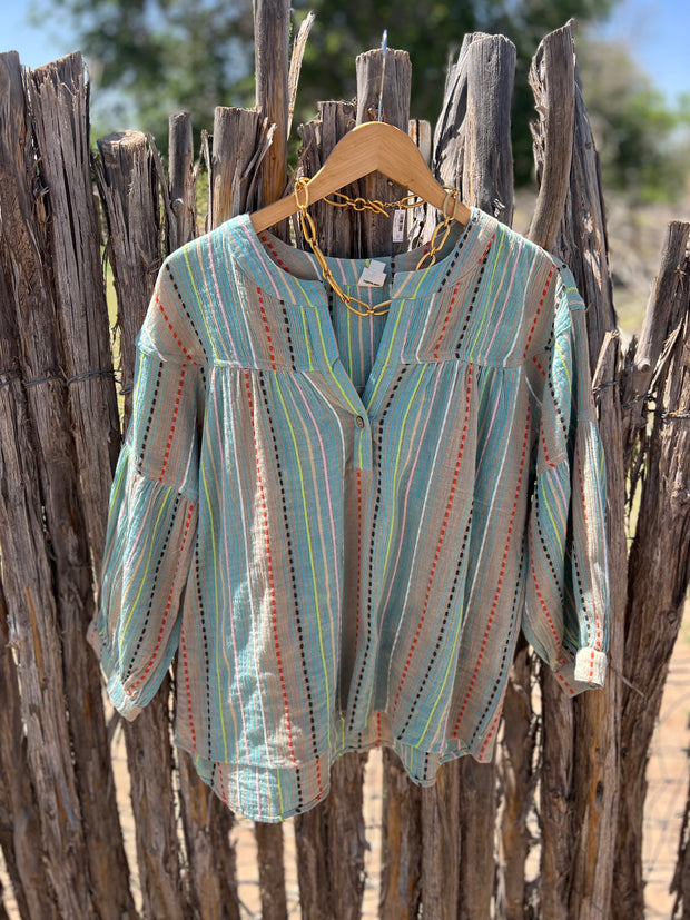 Ivy Jane Gauze Stripe Popover Top