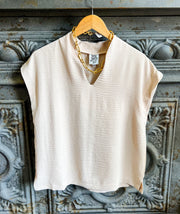 Ivy Jane Funnel Collar Top - Sand