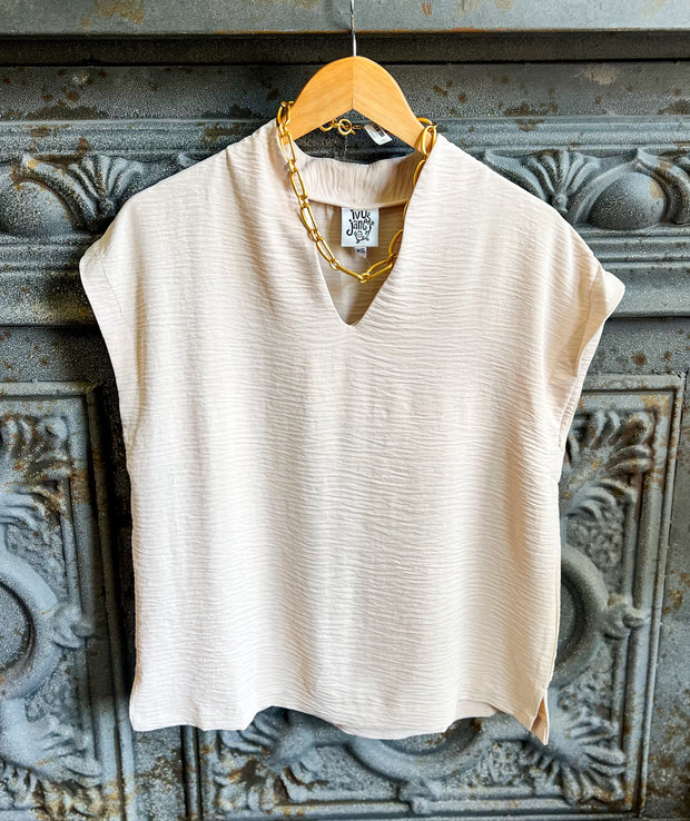 Ivy Jane Funnel Collar Top - Sand