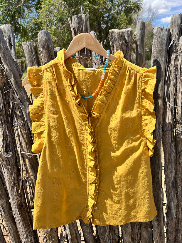 Ivy Jane Gold Eyelet Ruffled Top