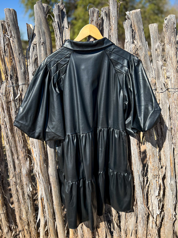 Faux Leather Babydoll Dress Faux Leather Babydoll Dress