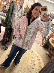 Paige Patchwork Stripe Quilted Snap Jacket