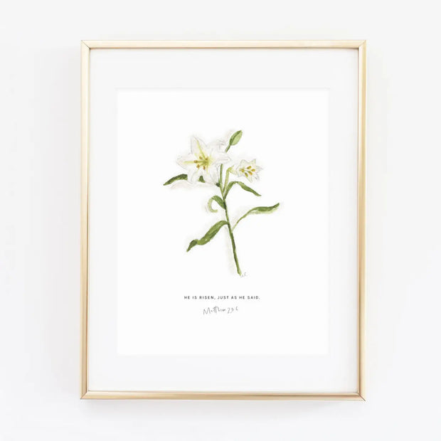Matthew 28:6 Easter Lily Scripture Print