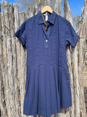 Ivy Jane Navy Pleated Shirt Dress