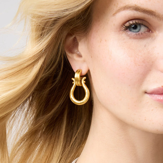Julie Vos Saratoga Doorknocker Earring- Gold