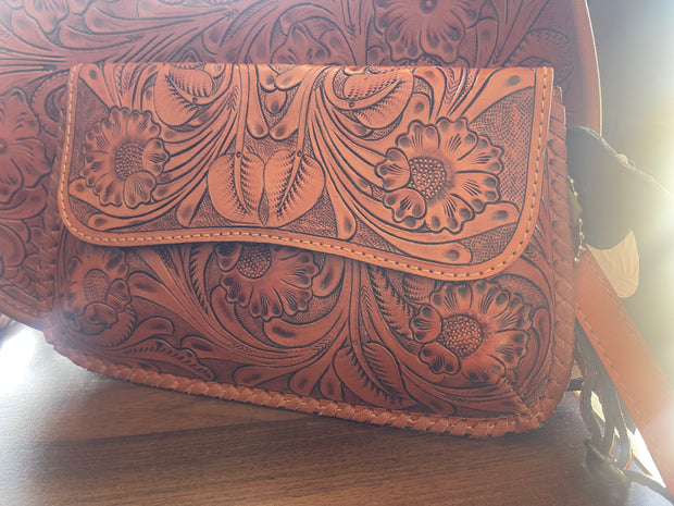 Tooled and Basketweave Purse