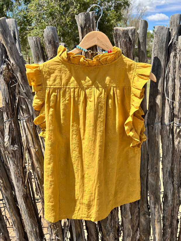 Ivy Jane Gold Eyelet Ruffled Top