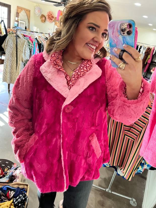 Ivy Jane Pink Patchwork Fur Jacket