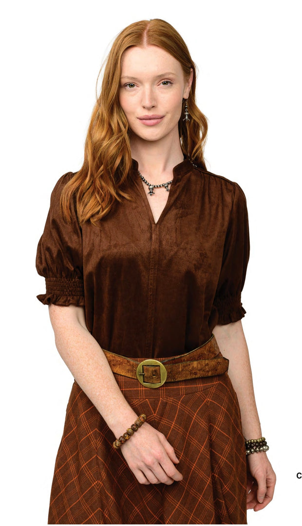 Ivy Jane Chocolate Suede Top