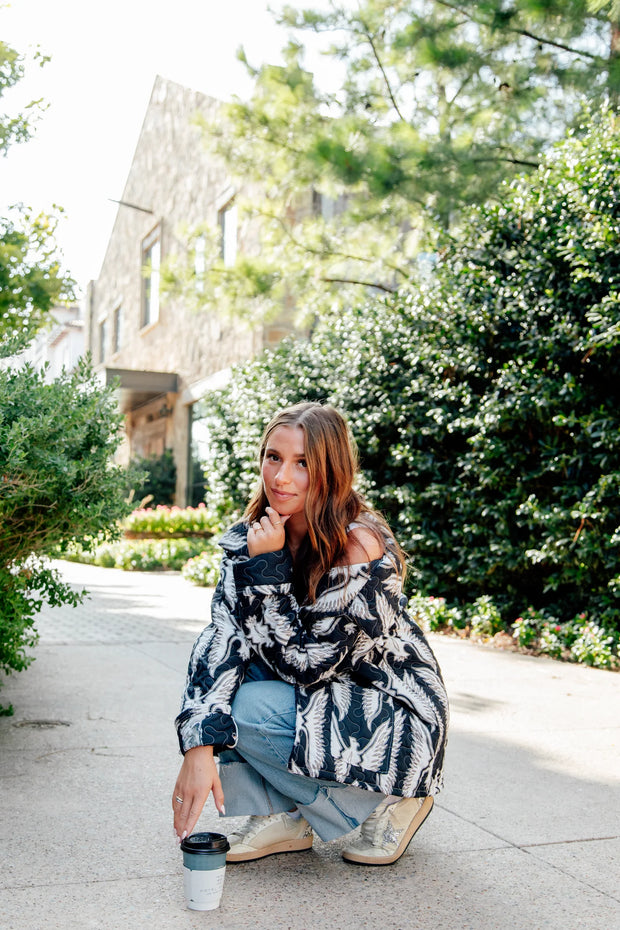 Chase Firebird Black Quilted Snap Jacket