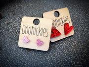 Glitter Heart Studs - Medium