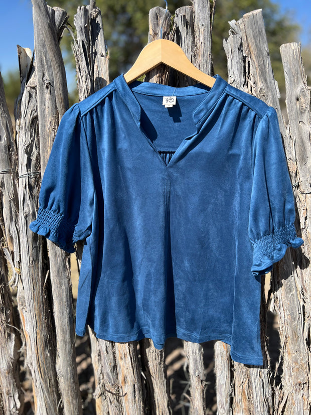 Ivy Jane Denim Blue Suede Top