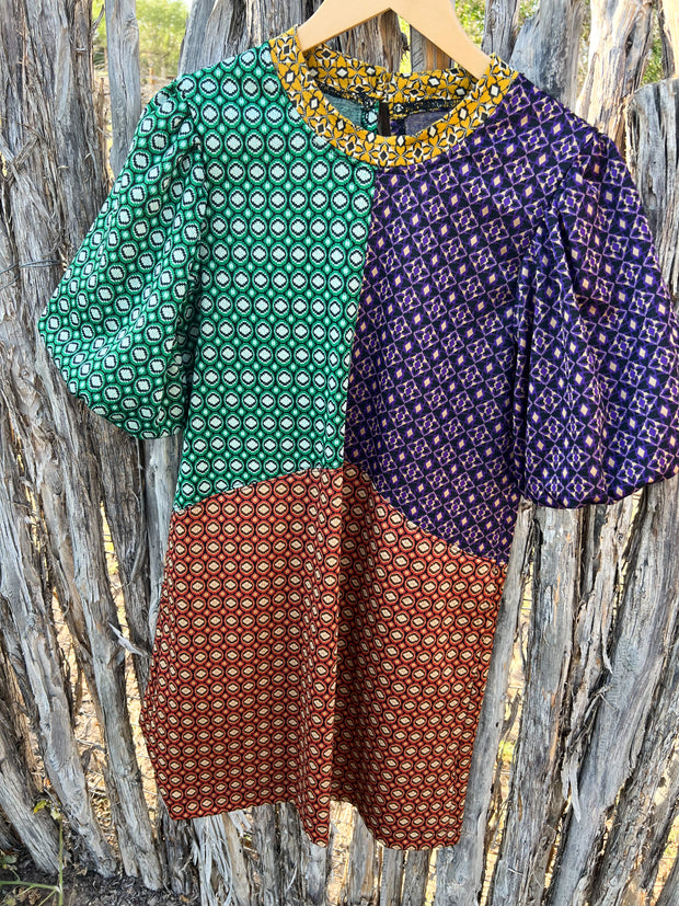 Ivy Jane Color Block of Prints Dress