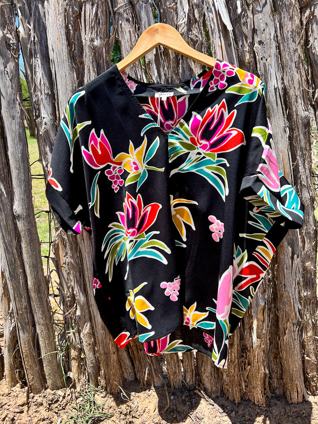 Black Floral Blouse