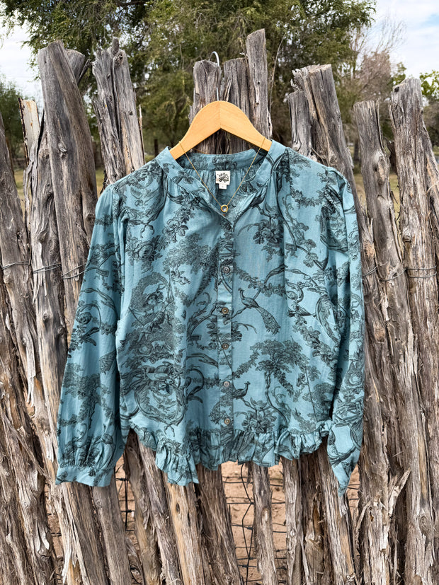 Ivy Jane Toile Ruffled Hem Shirt