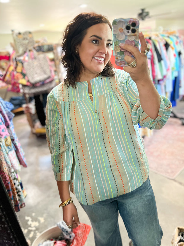 Ivy Jane Gauze Stripe Popover Top