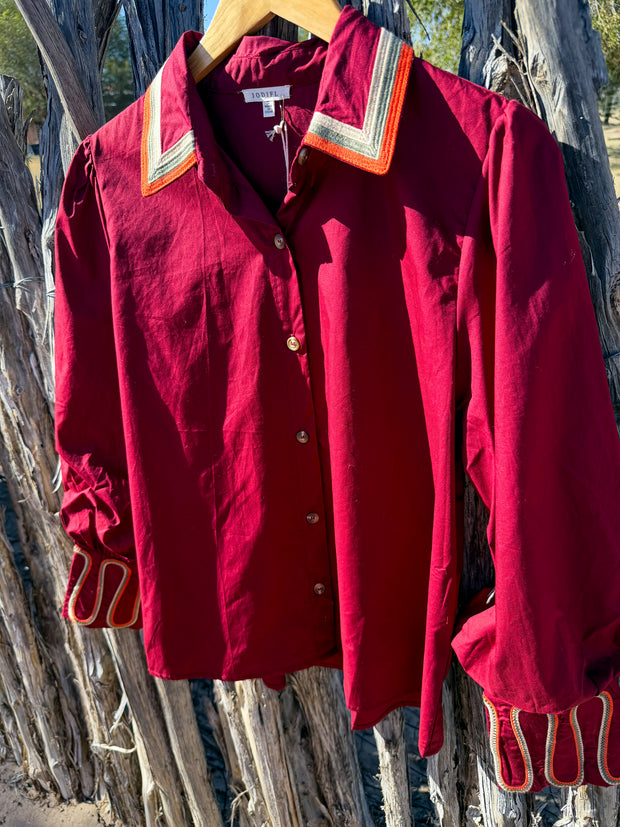 House Divided Burgundy Top