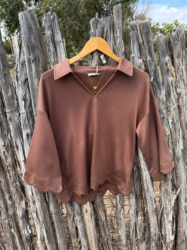 Mocha Scallop Top
