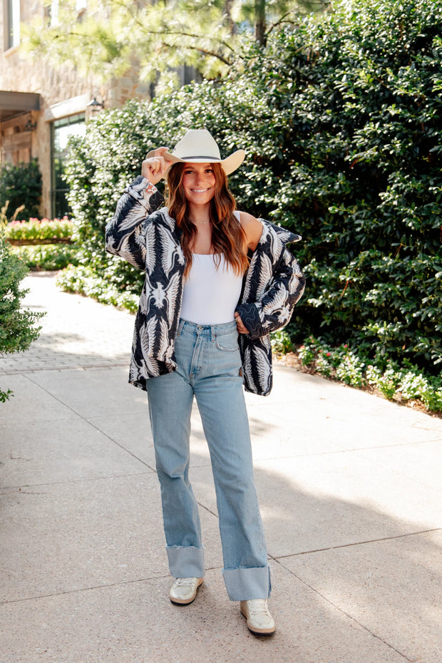 Chase Firebird Black Quilted Snap Jacket