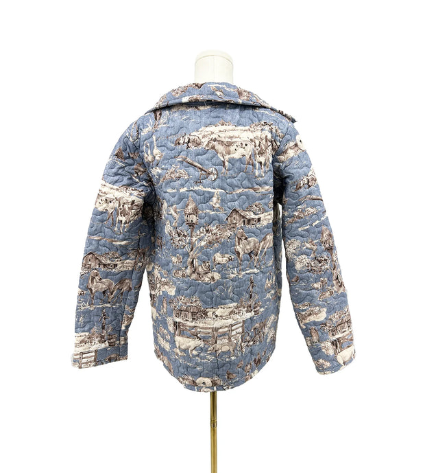 Aledo Toile Chambray Quilted Snap Jacket