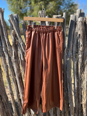 Faux Leather Wide Leg Culotte Pants