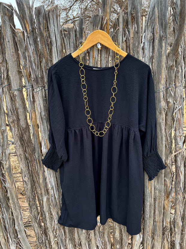 Ivy Jane Shirred Sleeve Dress - Black