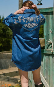 Western Chain Stitch Shirt Dress