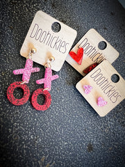 Glitter Heart Studs-Mini