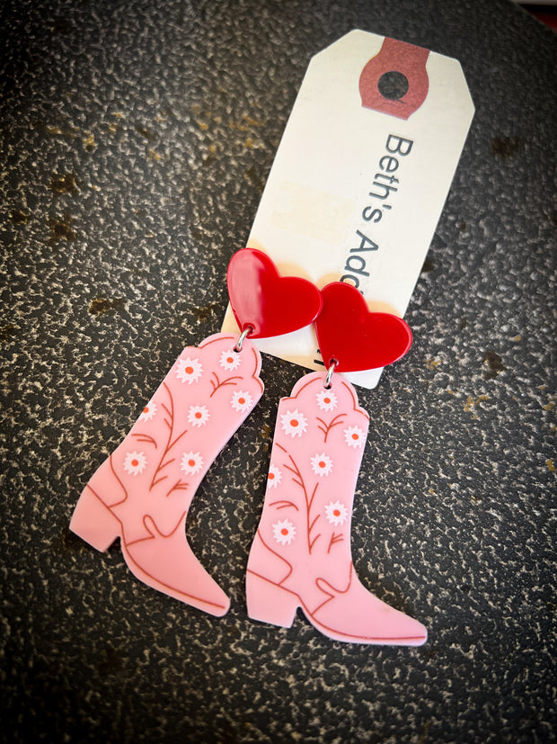 Pink Boots Earrings