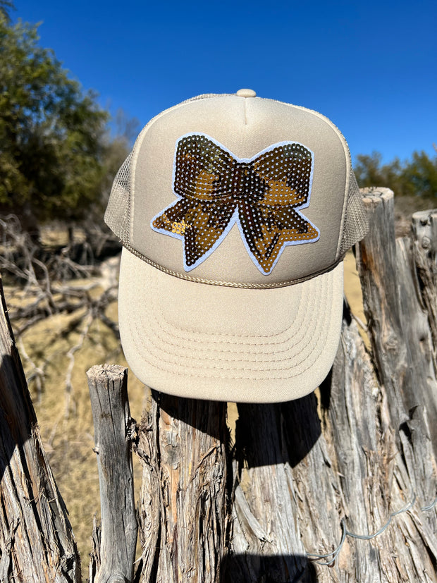 Sparkle Bow Sequin Trucker Hat