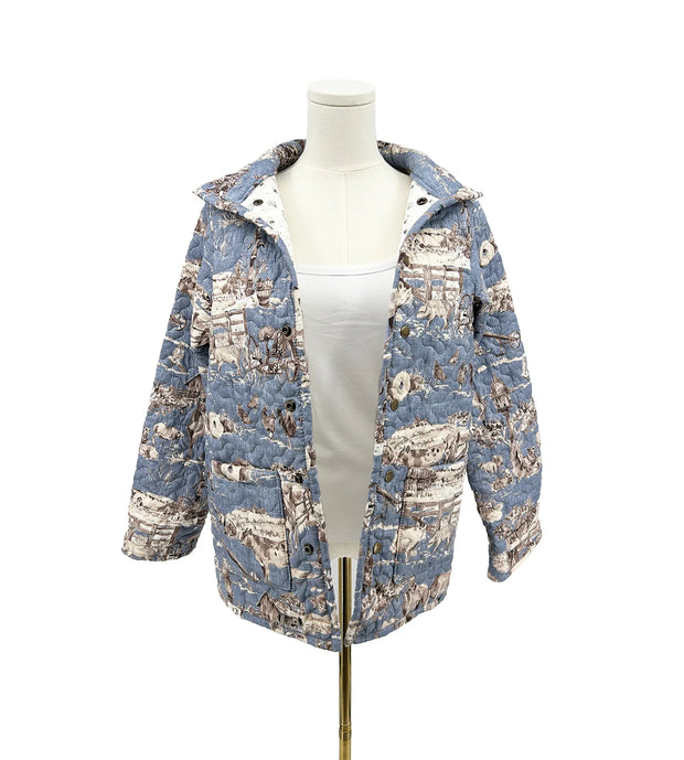 Aledo Toile Chambray Quilted Snap Jacket