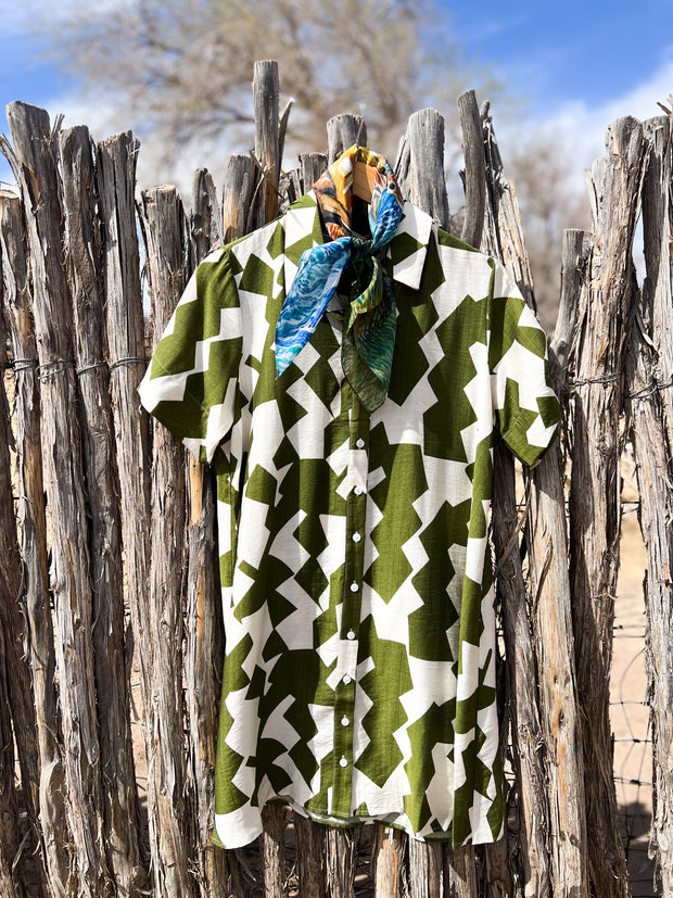 ZigZag Olive Button Up Dress