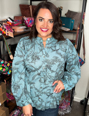 Ivy Jane Toile Ruffled Hem Shirt