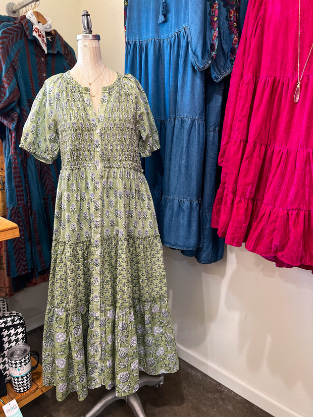 Ivy Jane Mint 3 Print Smocked Dress
