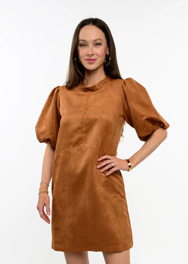 Ivy Jane Pouf Sleeve Suede Dress