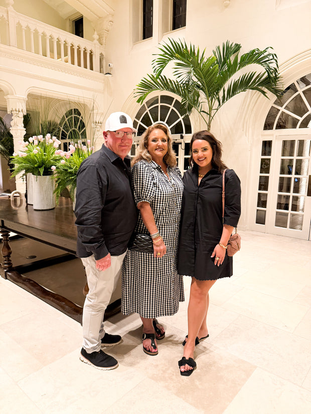 Poplin Scalloped Hem Button Up Shirt Dress