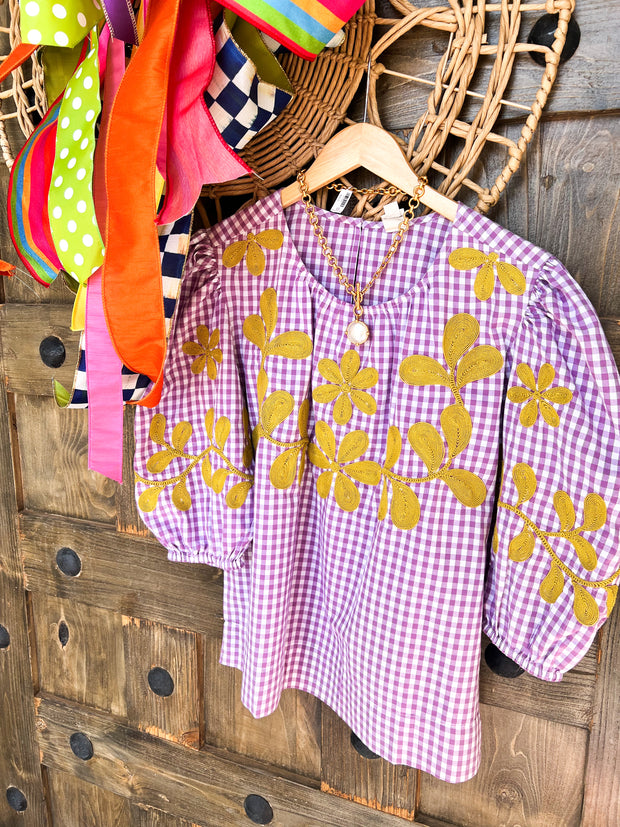 Ivy Jane Checked Embroidered Top