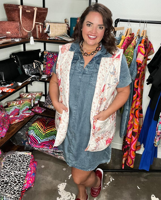Natalie Floral Quilted Vest