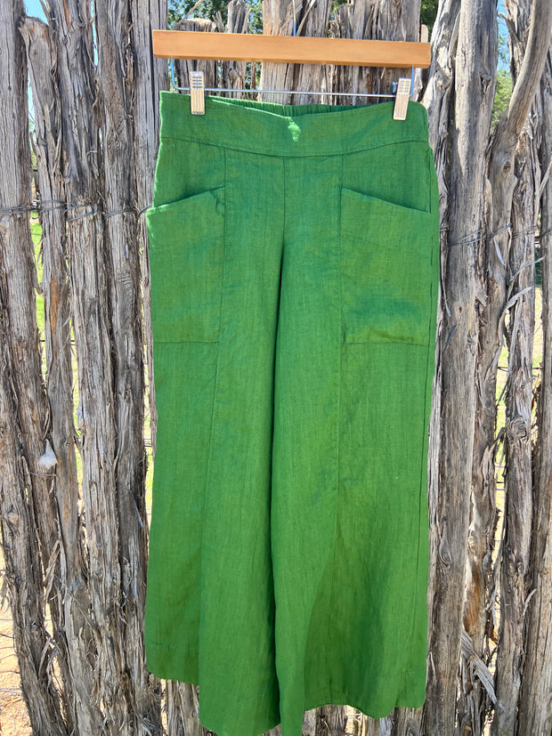Ivy Jane Linen Slouch Pocket Pant Green