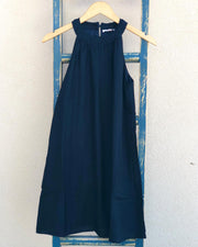 Braided Neckline Navy Dress