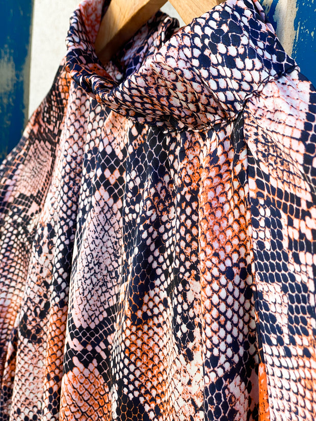 Ivy Jane Pink & Orange Snakeskin Mock Neck Top
