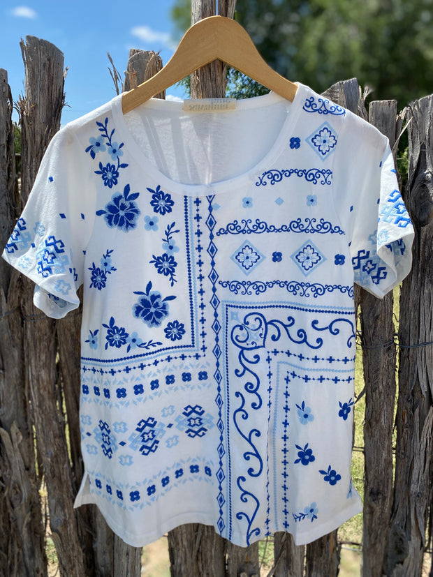 Annie Blue Embroidered Tee