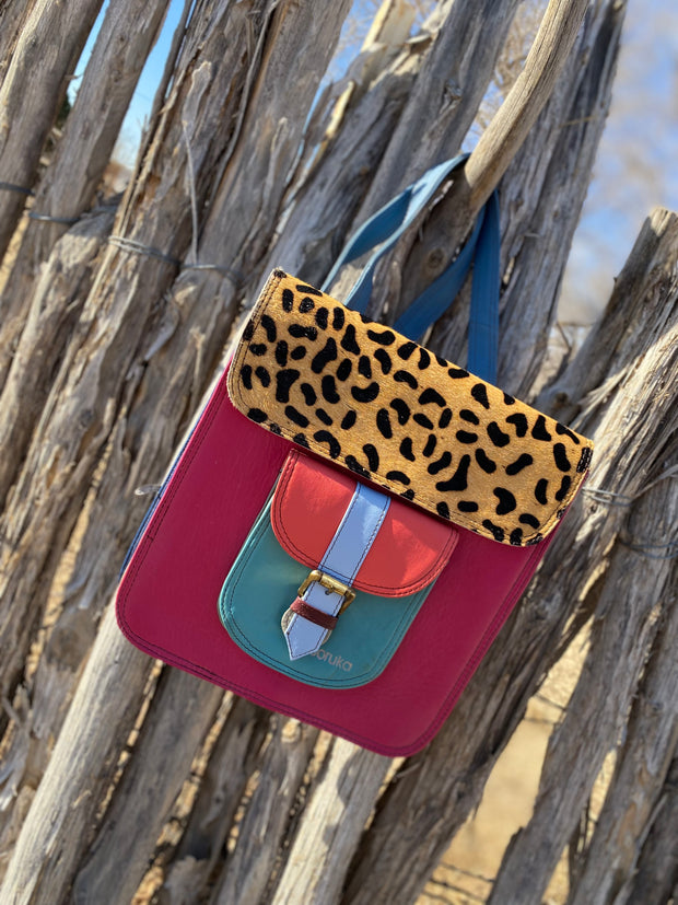 color block leather backpack Color Block Leather Backpack