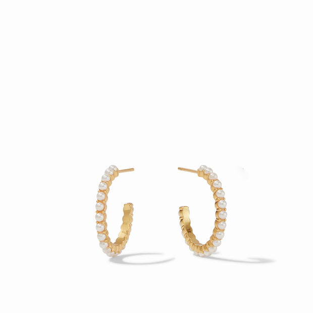 Juliet Hoop Gold Pearl Small