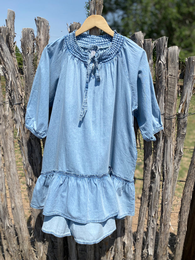 Janie Light weight, light blue wash tunic/dress
