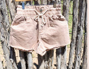 Blush Paper Bag Waist Shorts