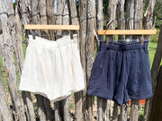 Navy Cotton Gauze Shorts